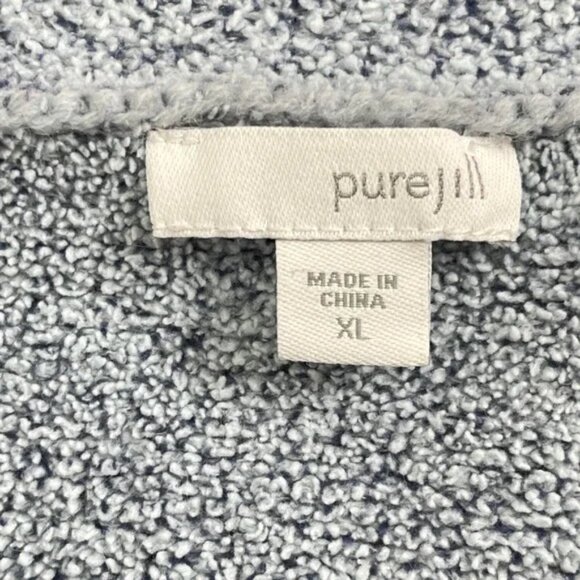 Pure J Jill One Button Oversized Boxy Cardigan Blue/gray Soft Fuzzy Fleece XL - Picture 6 of 8